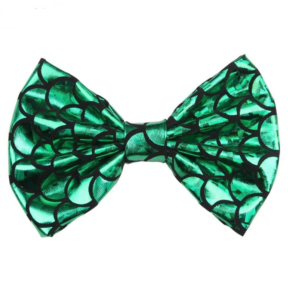 Mermaid Girls Metallic Green Hair Bow Clip 5 Inches